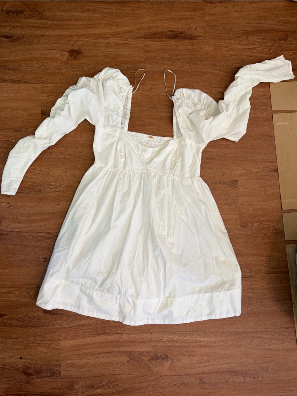 Free People White Long-Sleeve Cotton Dress